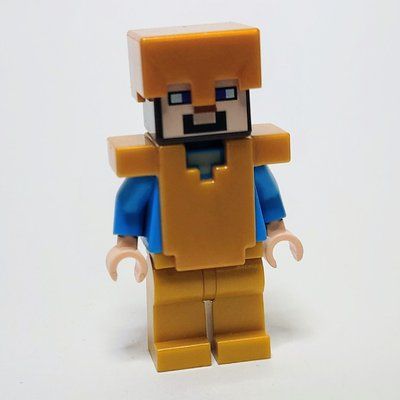 Minifigure Steve in Pearl Gold Helmet and Armor del set 21127