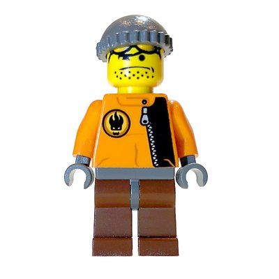 Minifigure Hot Rod Driver, Orange Jacket with Zipper from set 10200