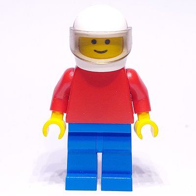 Figurine Man, Plain, Red Torso, Blue Legs, White Helmet with Visor du set 10402