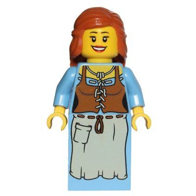 Minifigure Maiden (Kingdoms) - Dark Orange Hair del set 7189