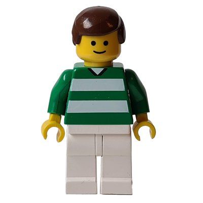 Figurine Soccer Player Green Torso, White Legs, Brown Hair, Standard Face #2 du set 3409