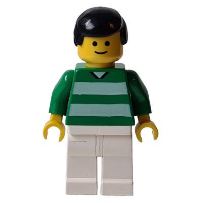 Figurine Soccer Player Green Torso, White Legs, Black Hair, Standard Face #7 du set 3409