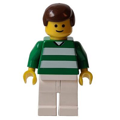 Figurine Soccer Player Green Torso, White Legs, Brown Hair, Standard Face, #10 du set 3409