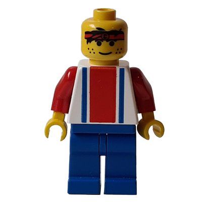 Figurine Soccer Player White Torso, Blue/Res Stripes, Blue Legs, Sweat Band, #3 du set 3409