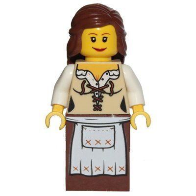 Figurine Maiden (Fantasy Era) - Brown Skirt, Reddish Brown Hair du set 7979