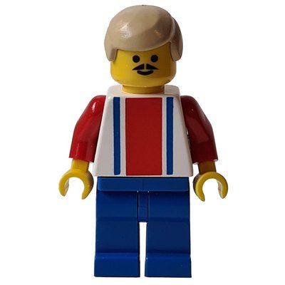 Figurine Soccer Player White Torso, Blue/Res Stripes, Blue Legs, Tan Hair, #9 du set 3409