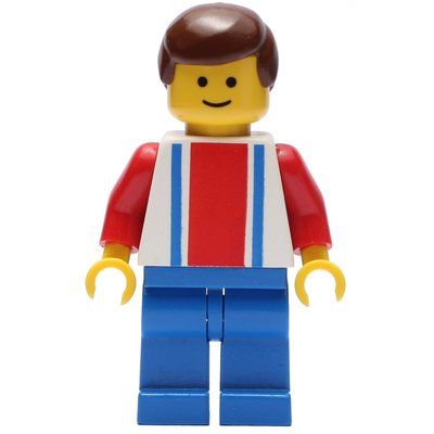 Figurine Soccer Player White Torso, Blue/Res Stripes, Blue Legs, Brown Hair, #10 du set 3409