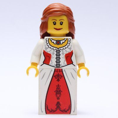 Minifigure Maiden (Kingdoms) - Dark Orange Hair del set 7947