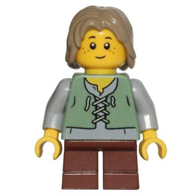 Minifigure Peasant (Kingdoms) - Dark Tan Hair del set 7189