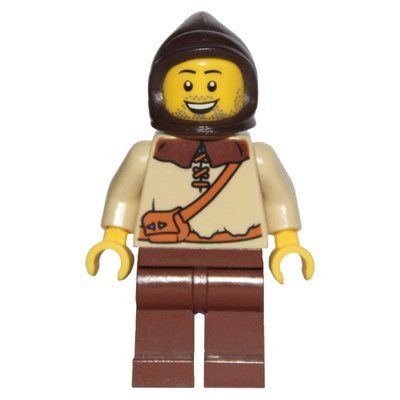 Minifigure Peasant (Kingdoms) - Dark Brown Hood del set 7189