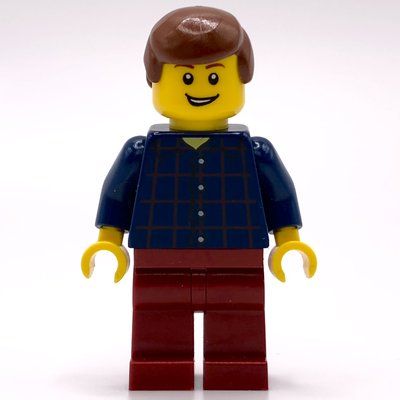 Figurine Man, Plaid Shirt, Dark Red Legs, Reddish Brown Hair du set 40058
