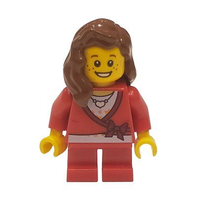 Figurine Girl, Cardigan Tied with Bow, Necklace, Short Red Legs du set 40058