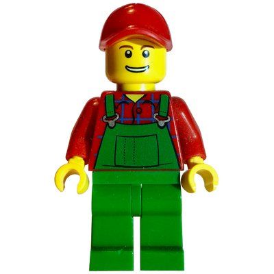 Figurine Man, Green Overalls over Red Shirt, Red Cap du set 40082