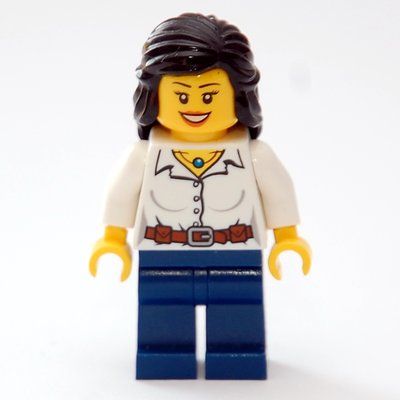 Figurine Female, White Blouse, Dark Blue Legs, Black Hair du set 3300014