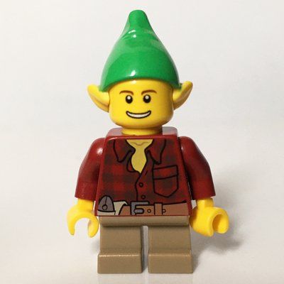 Figurine Elf, Dark Red Flannel Shirt, Bright Green Hat du set 40106