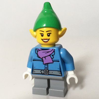 Figurine Elf, Medium Blue Jacket with Medium Lavender Scarf, Bright Green Hat du set 40106