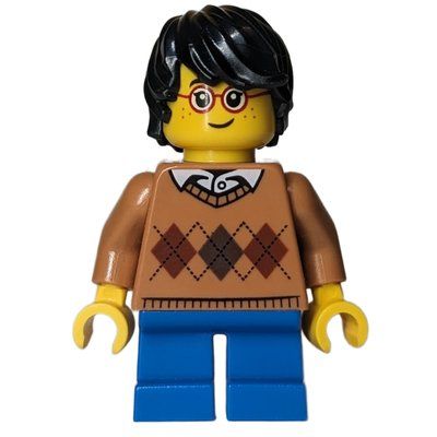 Figurine Boy, Argyle Sweater, Short Blue Legs, Glasses du set 40263