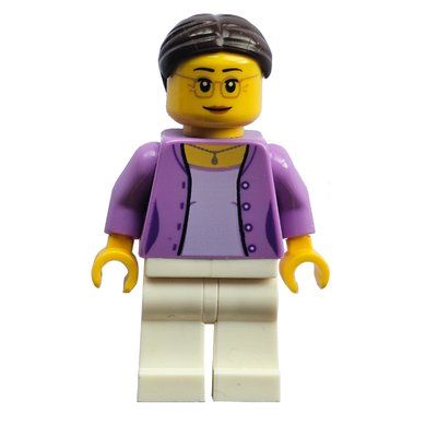 Figurine Female, Open Medium Lavender Jacket over Lavender Shirt, White Legs, Glasses du set 40263