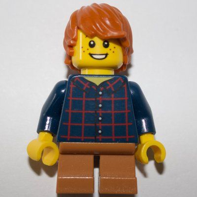 Figurine Boy, Plaid Shirt, Short Medium Nougat Legs, Dark Orange Hair du set 40237