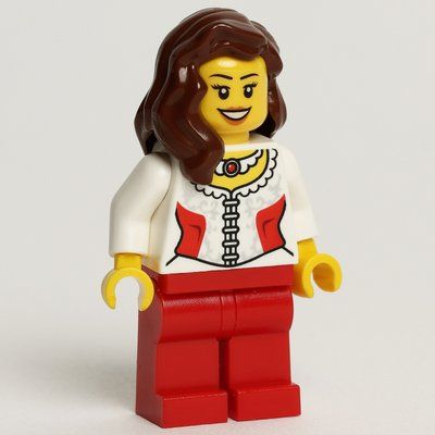 Figurine Woman, White Corset with Red Sides, Necklace, Red Legs du set 40056