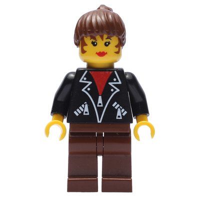 Minifigur Woman - Black Jacket, Brown Legs aus Set 3403