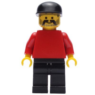 Minifigur Man - Red Torso, Black Legs, Black Cap aus Set 3403