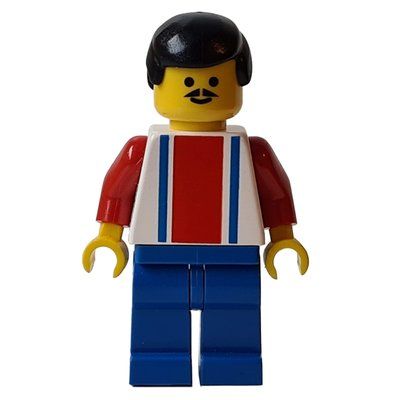Figurine Soccer Player White Torso with Blue/Red Stripes, Blue Legs #4 du set 3410