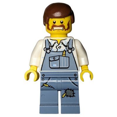 Figurine Man, Sand Blue Overalls, Reddish Brown Hair, Beard (Farmer) du set 7052
