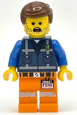 Minifigura Emmet, Dark Blue Rex Dangervest Vest, Smudged Stubble del set 70839