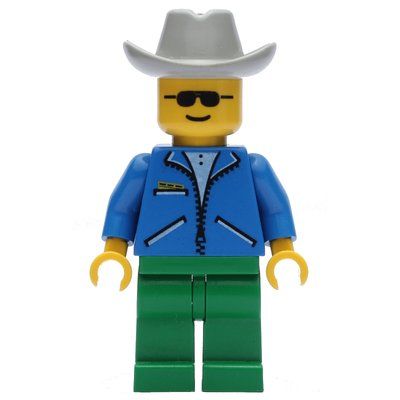Figurine Man - Blue Jacket, Green Legs, Light Grey Cowboy Hat du set 3309