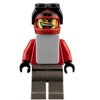 Minifigure Snowboarder, Red, Dark Gray Legs, White Vest del set 3538