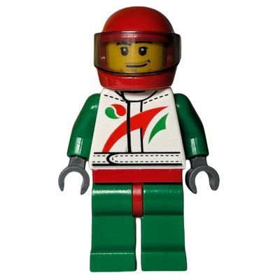 Figurine Racer, White and Green Jumpsuit with Octan Logo, Red Helmet with Trans-Brown Visor du set 60024