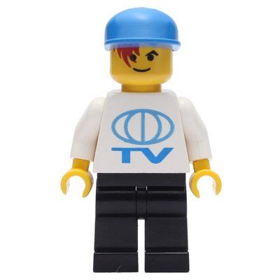 Figurine TV Worker - White Torso, Black Legs, Blue Cap du set 3408