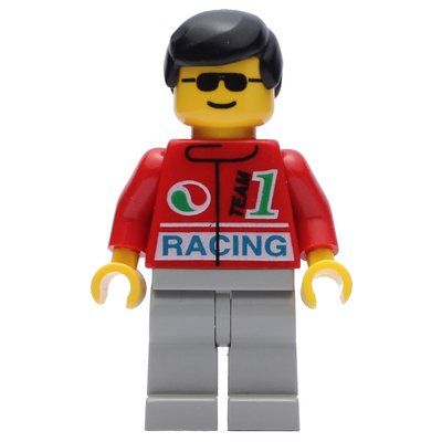 Minifiguur Man - Red Octan Torso, Light Grey Legs uit set 3308