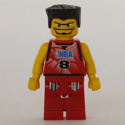 Minifigur Basketball Player, Red  Torso, Red Legs #8, Black Hair aus Set 3428