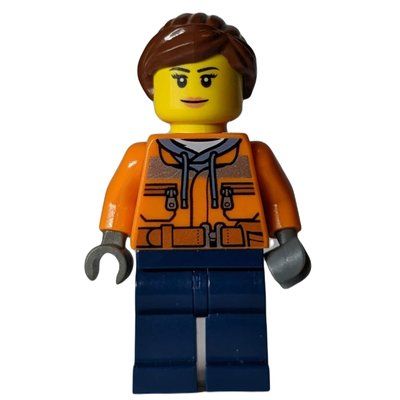 Figurine Woman, Safety Jacket over Hoodie with Belt, Dark Blue Legs, du set 60169
