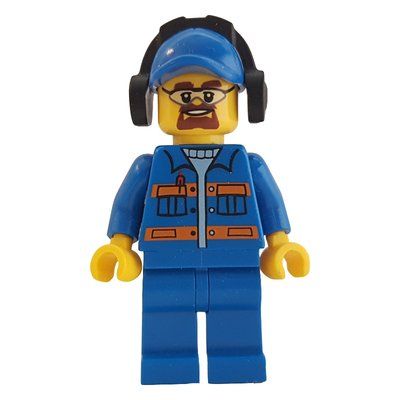 Figurine Man, Blue Jacket with Orange Stripes, Blue Legs, Blue Cap, Ear Defenders du set 60020