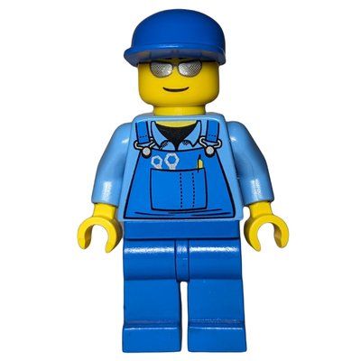 Figurine Man, Blue Overalls, Blue Cap, Silver Sunglasses du set 7633