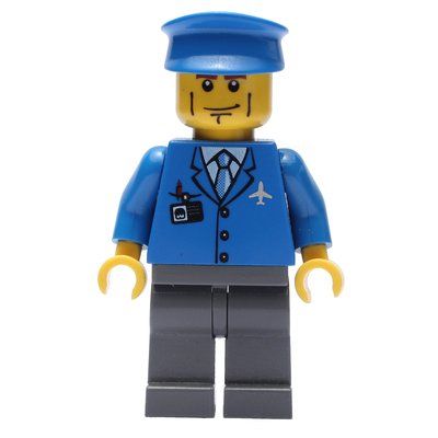 Figurine Pilot, Blue Jacket with Plane Logo and Blue Tie, Blue Hat du set 7734
