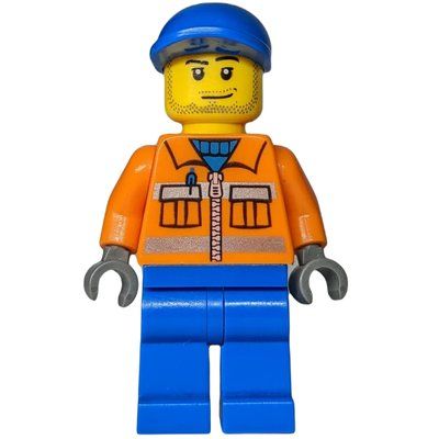 Figurine Ground Crew, Orange Jacket with Zipper and Reflective Stripes, Blue Legs, Blue Cap, Stubble du set 7734