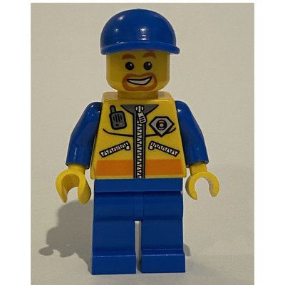 Figurine Coast Guard, Yellow Jacket with Zipper, Radio and Badge, Blue Cap, Goatee Beard du set 4210