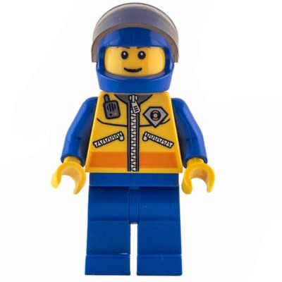Figurine Coast Guard, Yellow Jacket with Zipper, Radio and Badge, Blue Helmet with Visor, Brown Eyebrows du set 7738