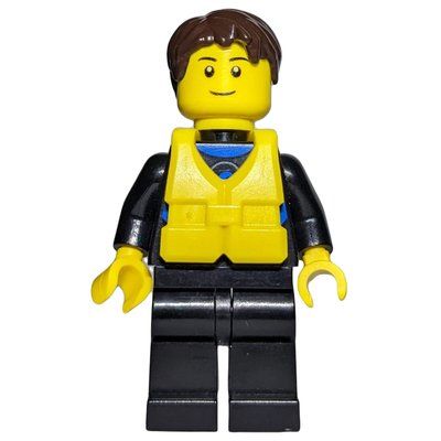 Minifigure Man, Black Wetsuit, Yellow Life Vest from set 60013