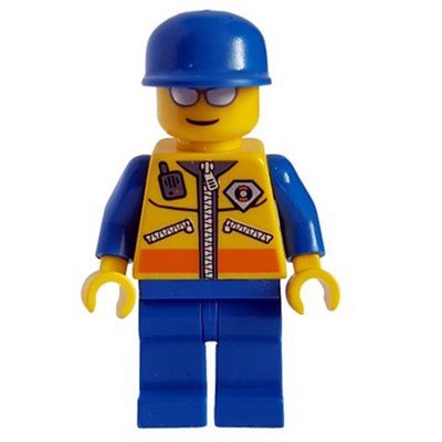 Figurine Coast Guard, Yellow Jacket with Zipper, Radio and Badge, Blue Cap, Silver Sunglasses du set 7726