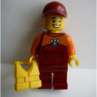 Figurine Coast Guard, Dark Red Wetsuit, Dark Red Cap, Yellow Life Vest du set 60167