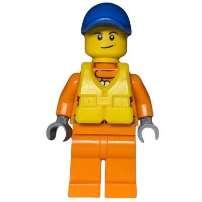 Figurine Coast Guard, Orange Jumpsuit, Blue Cap, Yellow Life Vest du set 60164
