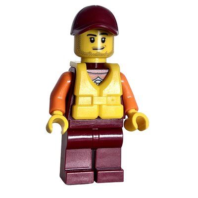 Figurine Lifeguard, Dark Red Wetsuit, Dark Red Cap, Yellow Life Vest, Stubble du set 60163