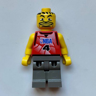 Minifigure Basketball Player, Red Torso with #4, Dark Gray Legs from set 3431