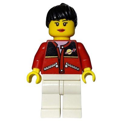 Minifigure Woman, Red Jacket, White Legs, Black Hair (3626bpr0892 Head) del set 10199