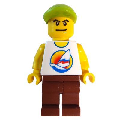 Figurine White Torso with Surfboard, Reddish Brown Legs, Lime Cap du set 9585